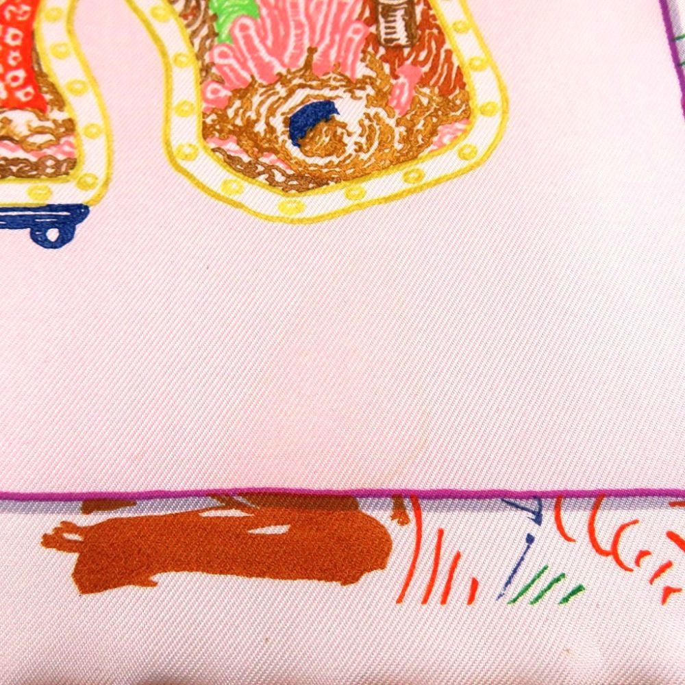 Hermes Carre 90 Schvaloscope Neon Chevaloscope Scarf Silk Pink — view 4