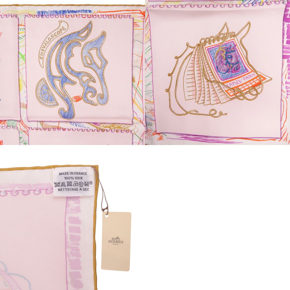 Hermes Carre 90 Schvaloscope Neon Chevaloscope Scarf Silk Pink — view 3
