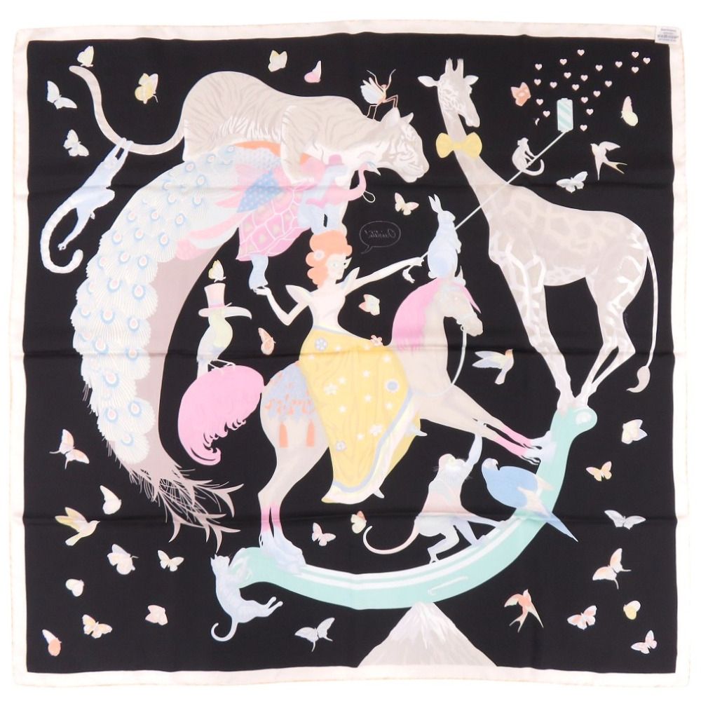 Hermes Carre 90 Story Silk Black Scarf — view 2