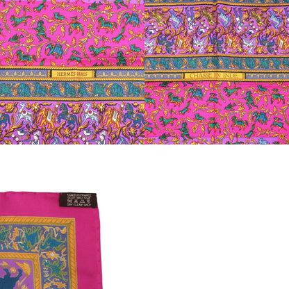 Hermes Carre 90 Indian Hunting Chasse en Inde Silk Pink Scarf — view 3