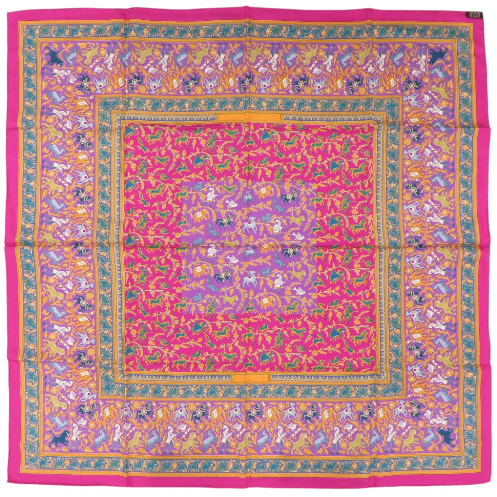 Hermes Carre 90 Indian Hunting Chasse en Inde Silk Pink Scarf — view 2