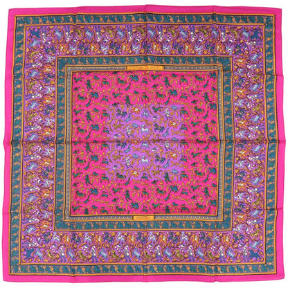 Hermes Carre 90 Indian Hunting Chasse en Inde Silk Pink Scarf
