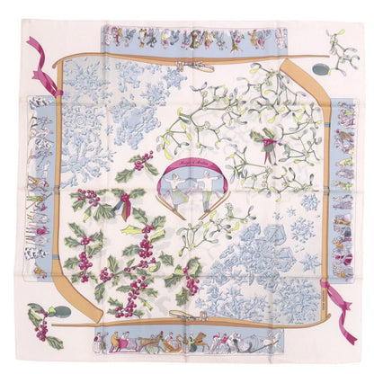 Hermes Carre 90 Neige D' Antan Last Year's Snow Silk White Scarf — view 2