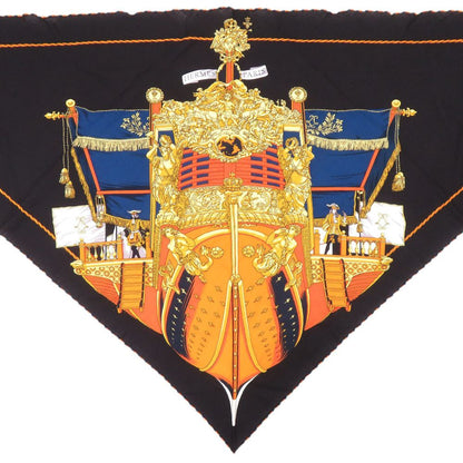 Hermes Carre Triangle la Reale Silk Cashmere Black Scarf — view 3