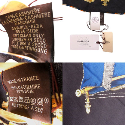 Hermes Carre Triangle la Reale Silk Cashmere Black Scarf — view 5