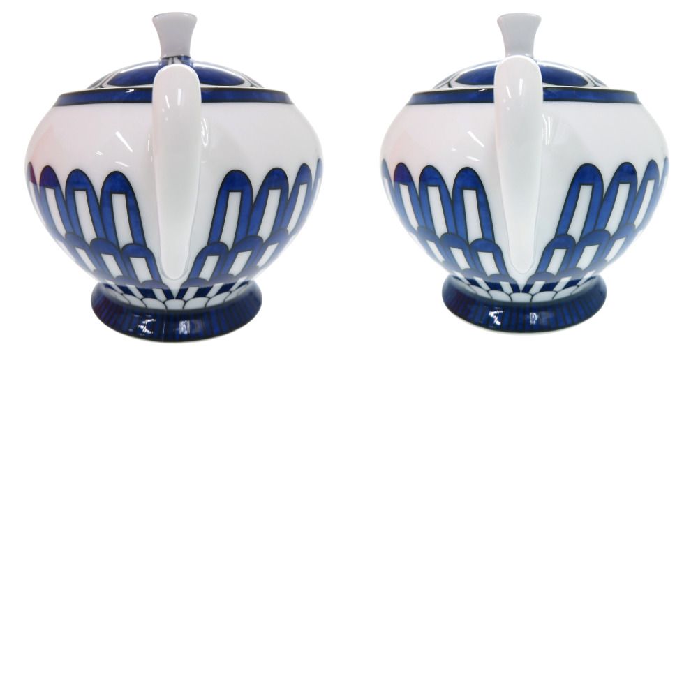 Hermes Bleus D'ailleurs Blue Daieur Porcelain White Sugar Bowl — view 5