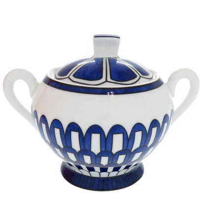 Hermes Bleus D'ailleurs Blue Daieur Porcelain White Sugar Bowl — view 3
