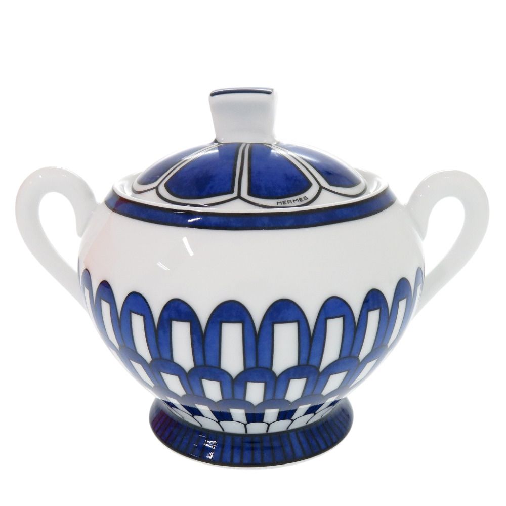Hermes Bleus D'ailleurs Blue Daieur Porcelain White Sugar Bowl