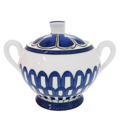 Hermes Bleus D'ailleurs Blue Daieur Porcelain White Sugar Bowl