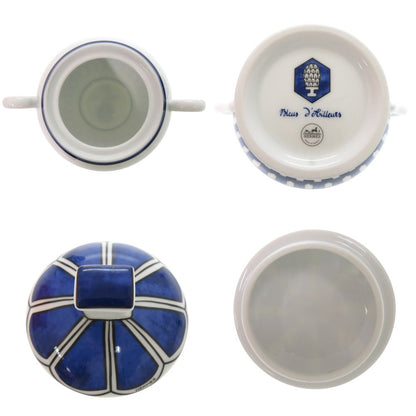 Hermes Bleus D'ailleurs Blue Daieur Porcelain White Sugar Bowl — view 4