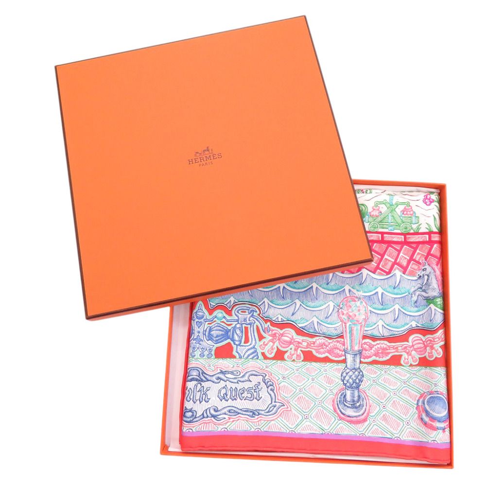 Hermes Carre 90 Super Silk Quest Red Scarf — view 2