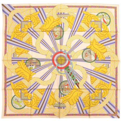Hermes Carre 90 Double Face a la Lumiere du Flambeau Torchlight Silk Yellow