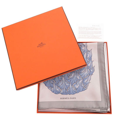 Hermes Carre 90 Index Bromeliaceae Bromeliad Inventory Silk Gray Scarf — view 2