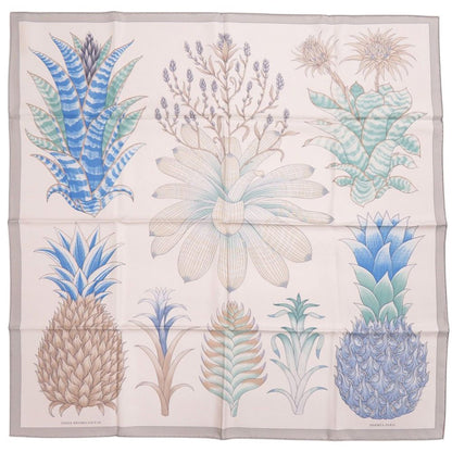 Hermes Carre 90 Index Bromeliaceae Bromeliad Inventory Silk Gray Scarf