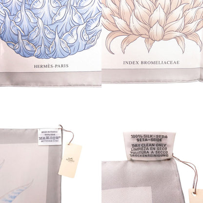 Hermes Carre 90 Index Bromeliaceae Bromeliad Inventory Silk Gray Scarf — view 4