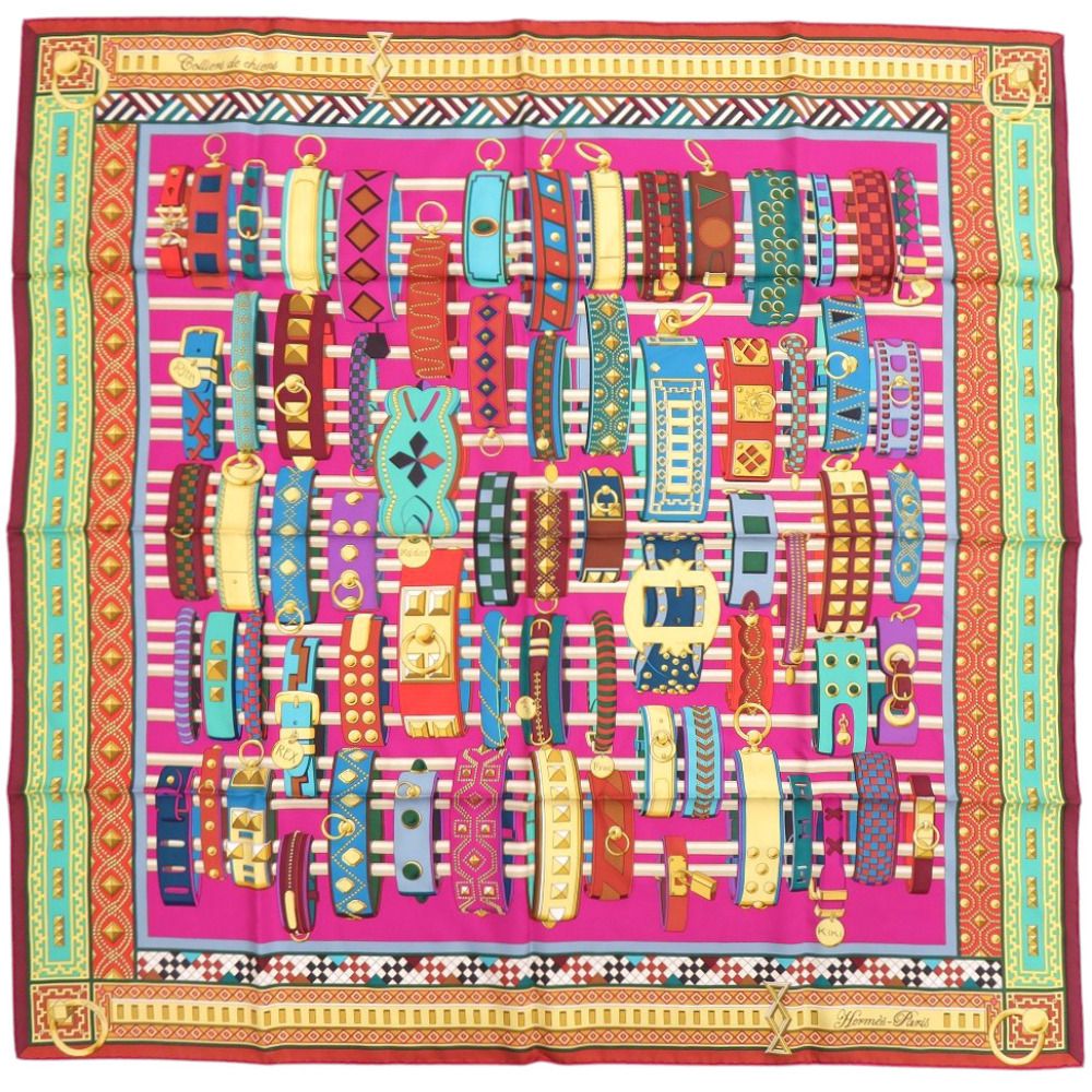 Hermes Carre 90 Collier de Chien Silk Multicolor Scarf