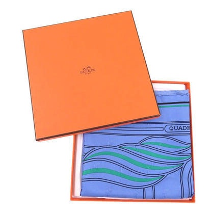 Hermes Carre 70 Quadrige Silk Blue Shawl Scarf — view 2