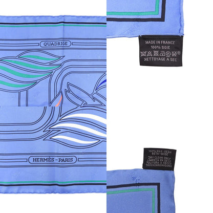 Hermes Carre 70 Quadrige Silk Blue Shawl Scarf — view 4
