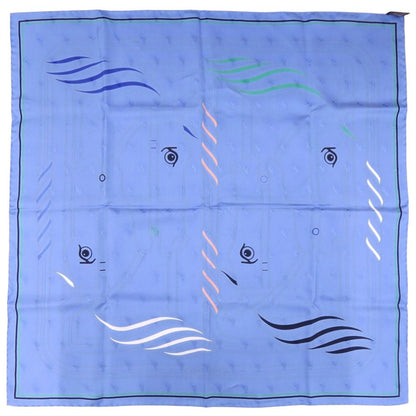 Hermes Carre 70 Quadrige Silk Blue Shawl Scarf — view 3