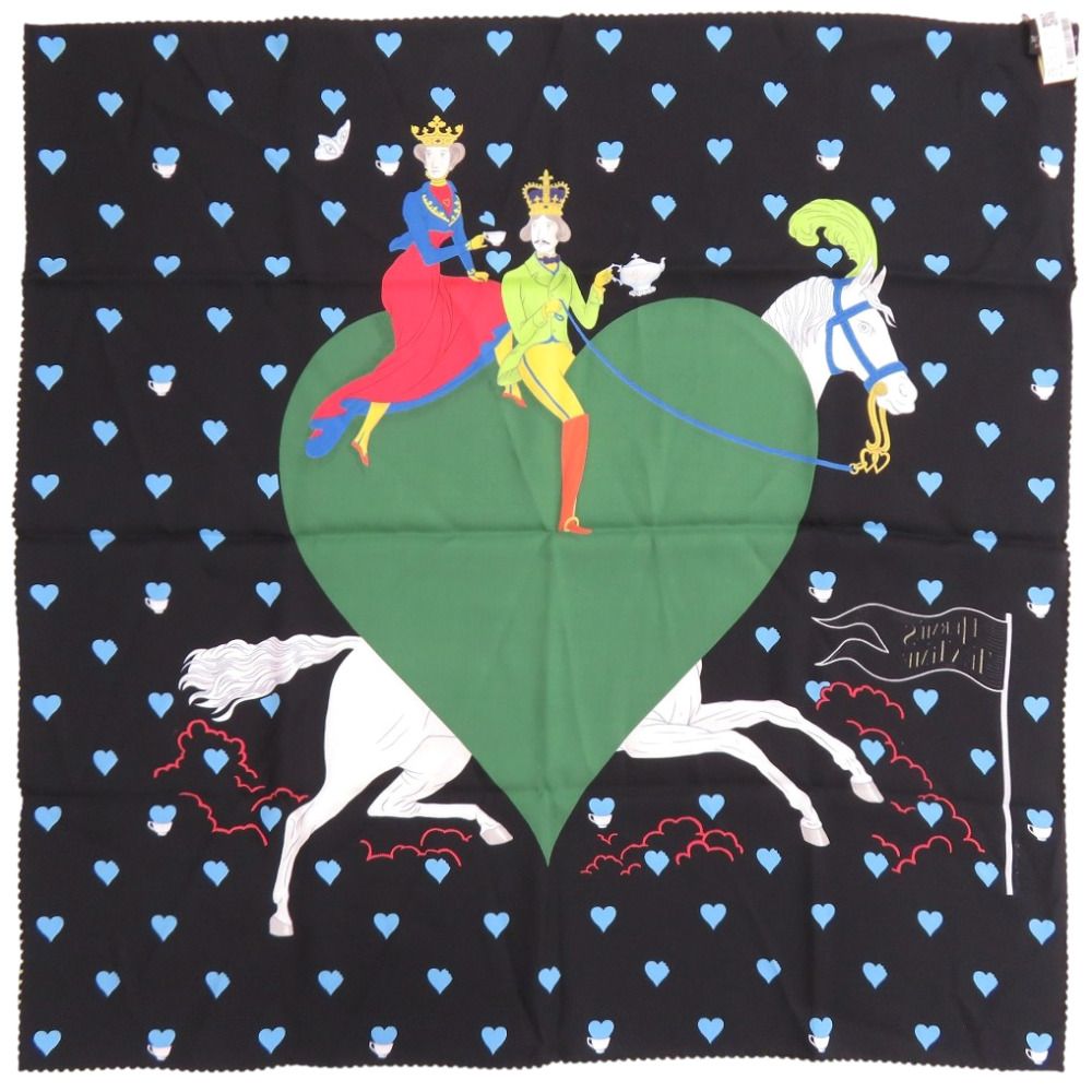 Hermes Carre 70 Tea Time Silk Black Scarf — view 3