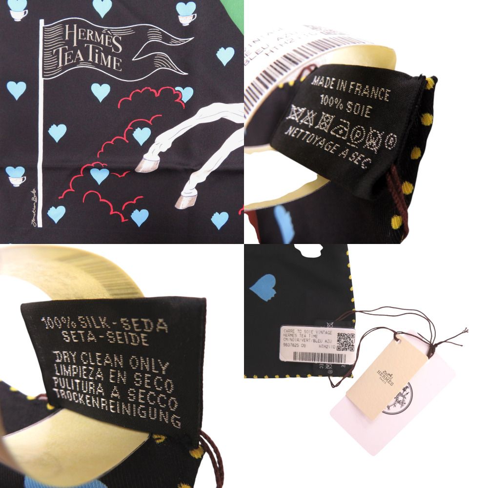 Hermes Carre 70 Tea Time Silk Black Scarf — view 4
