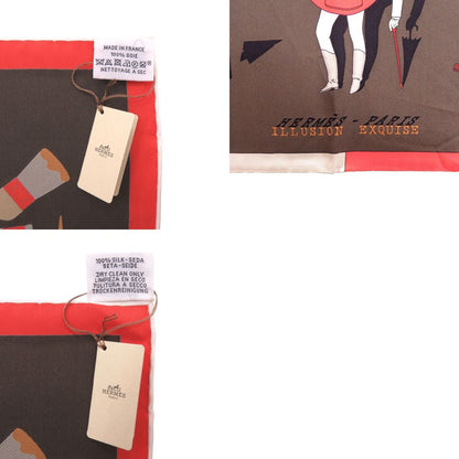 Hermes Carre 70 Illusion Exquise Brilliant Silk Brown Scarf — view 4