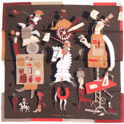 Hermes Carre 70 Illusion Exquise Brilliant Silk Brown Scarf — view 3