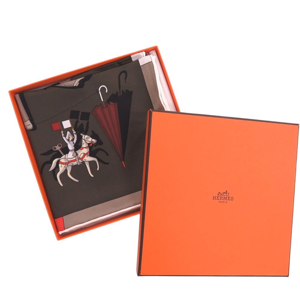 Hermes Carre 70 Illusion Exquise Brilliant Silk Brown Scarf — view 2
