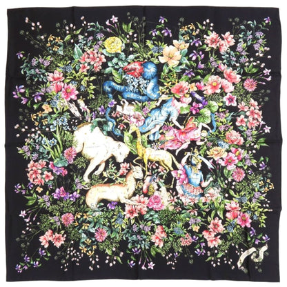 Dior D Constellation Silk Black Square Scarf
