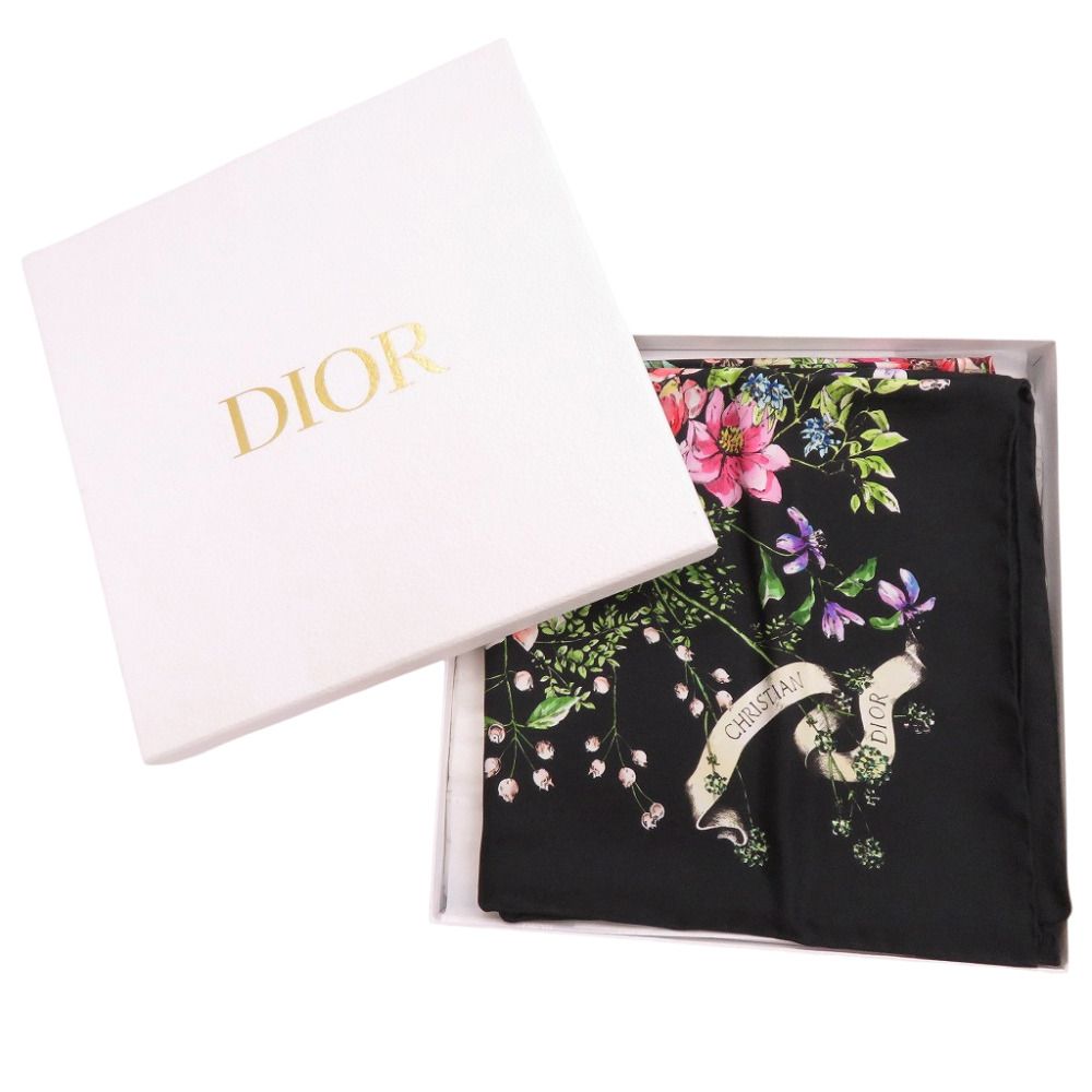 Dior D Constellation Silk Black Square Scarf — view 2