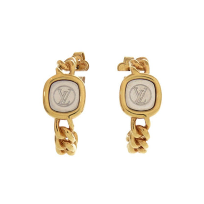 Louis Vuitton Logo Chain Metal Gold Earrings