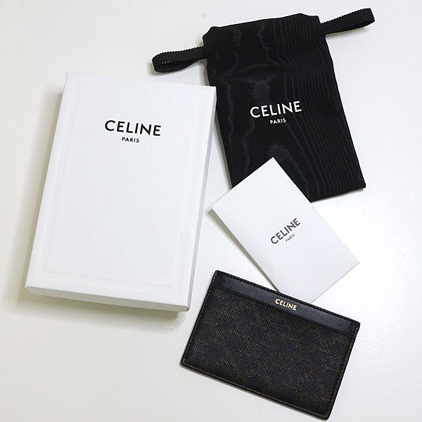 Celine Triomphe Holder Card Case Pasuke Business Holder Leather Black Brown — view 2