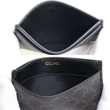 Celine Triomphe Holder Card Case Pasuke Business Holder Leather Black Brown — view 6