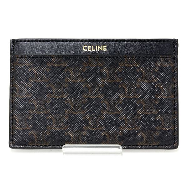 Celine Triomphe Holder Card Case Pasuke Business Holder Leather Black Brown