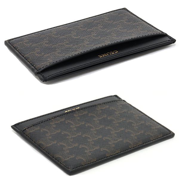 Celine Triomphe Holder Card Case Pasuke Business Holder Leather Black Brown — view 5