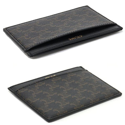 Celine Triomphe Holder Card Case Pasuke Business Holder Leather Black Brown — view 5