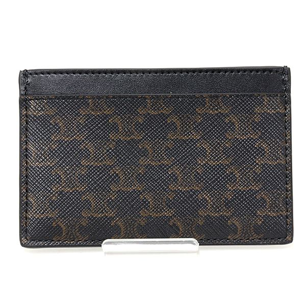 Celine Triomphe Holder Card Case Pasuke Business Holder Leather Black Brown — view 3