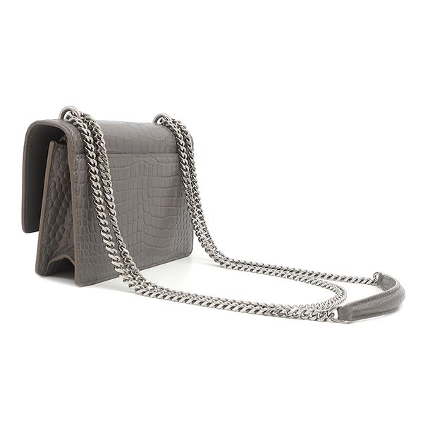 Saint Laurent Chain Wallet Sunset Leather Gray Silver Croco Shoulder Bag — view 2