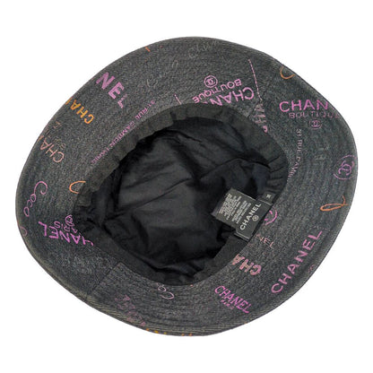 Chanel Logo Denim Bucket Hat Gray — view 4