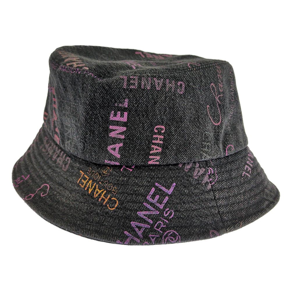 Chanel Logo Denim Bucket Hat Gray — view 2