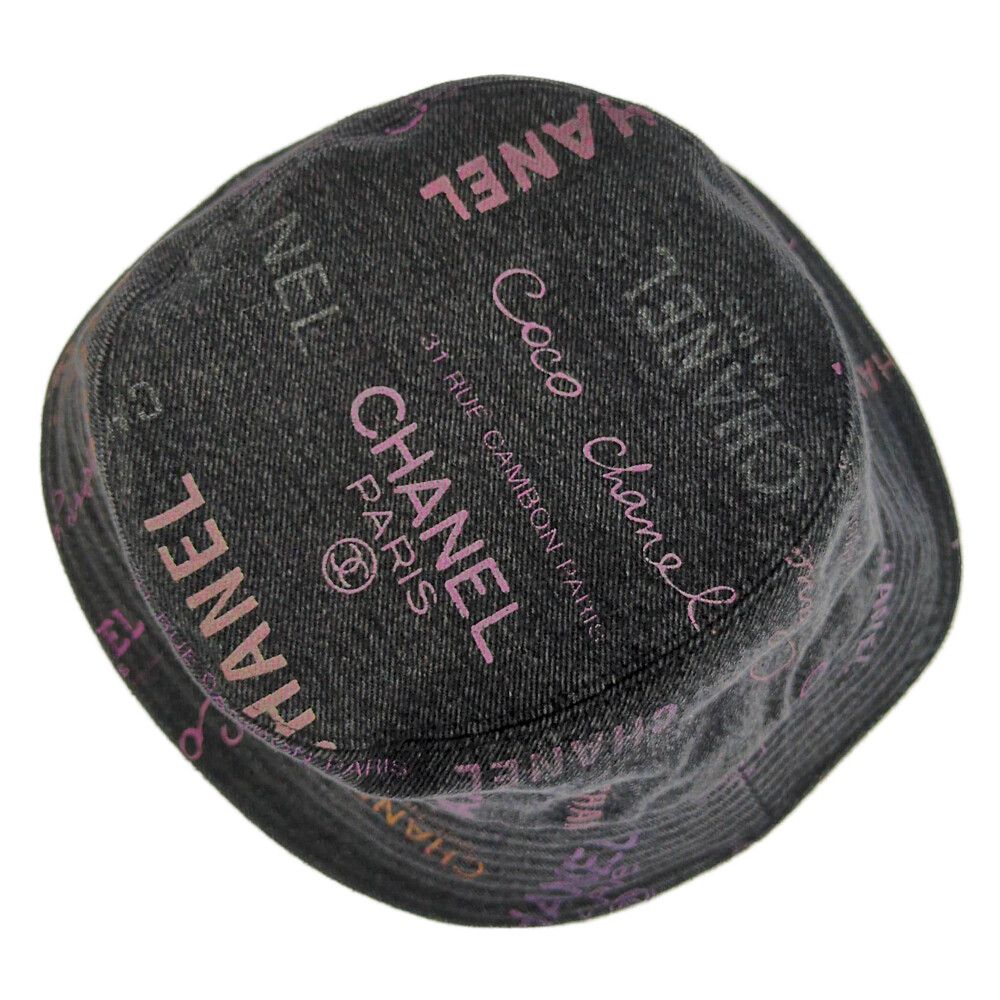 Chanel Logo Denim Bucket Hat Gray — view 3