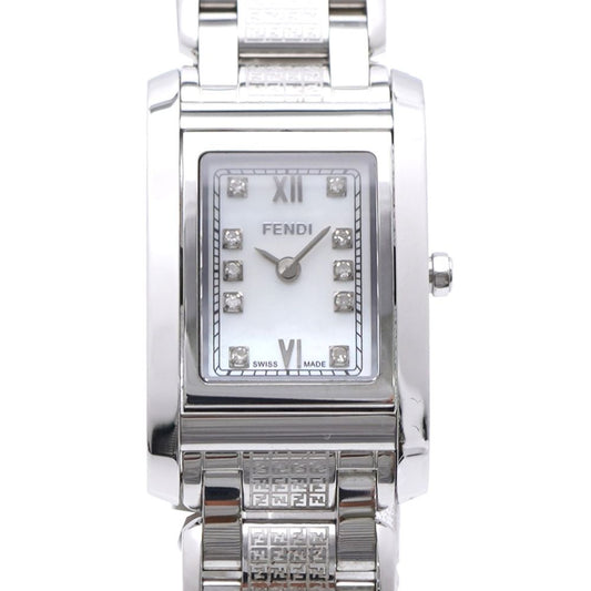 Fendi Classico Diamond Quartz Watch SS White Shell
