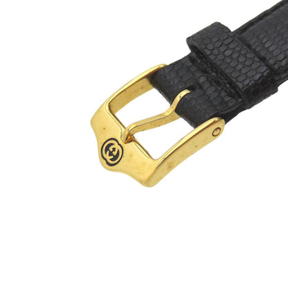 Gucci Quartz Watch Stainless Steel Embossed Leather Black Dial — view 6