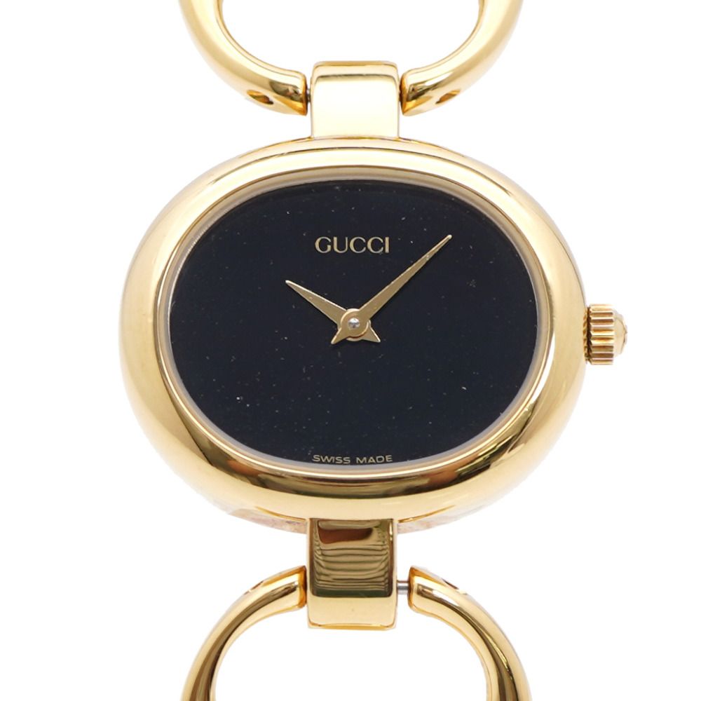 Gucci Quartz Watch Stainless Steel Black Gold Dial