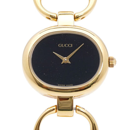 Gucci Quartz Watch Stainless Steel Black Gold Dial
