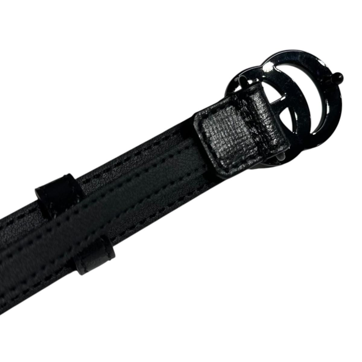 Gucci Belt Double Slim Leather Logo Black — view 5