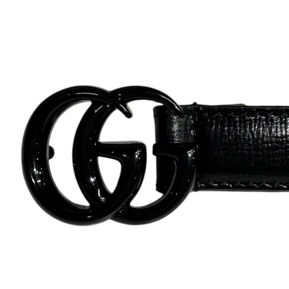 Gucci Belt Double Slim Leather Logo Black — view 3