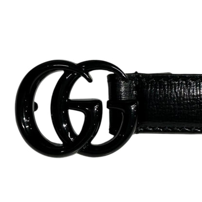 Gucci Belt Double Slim Leather Logo Black — view 3