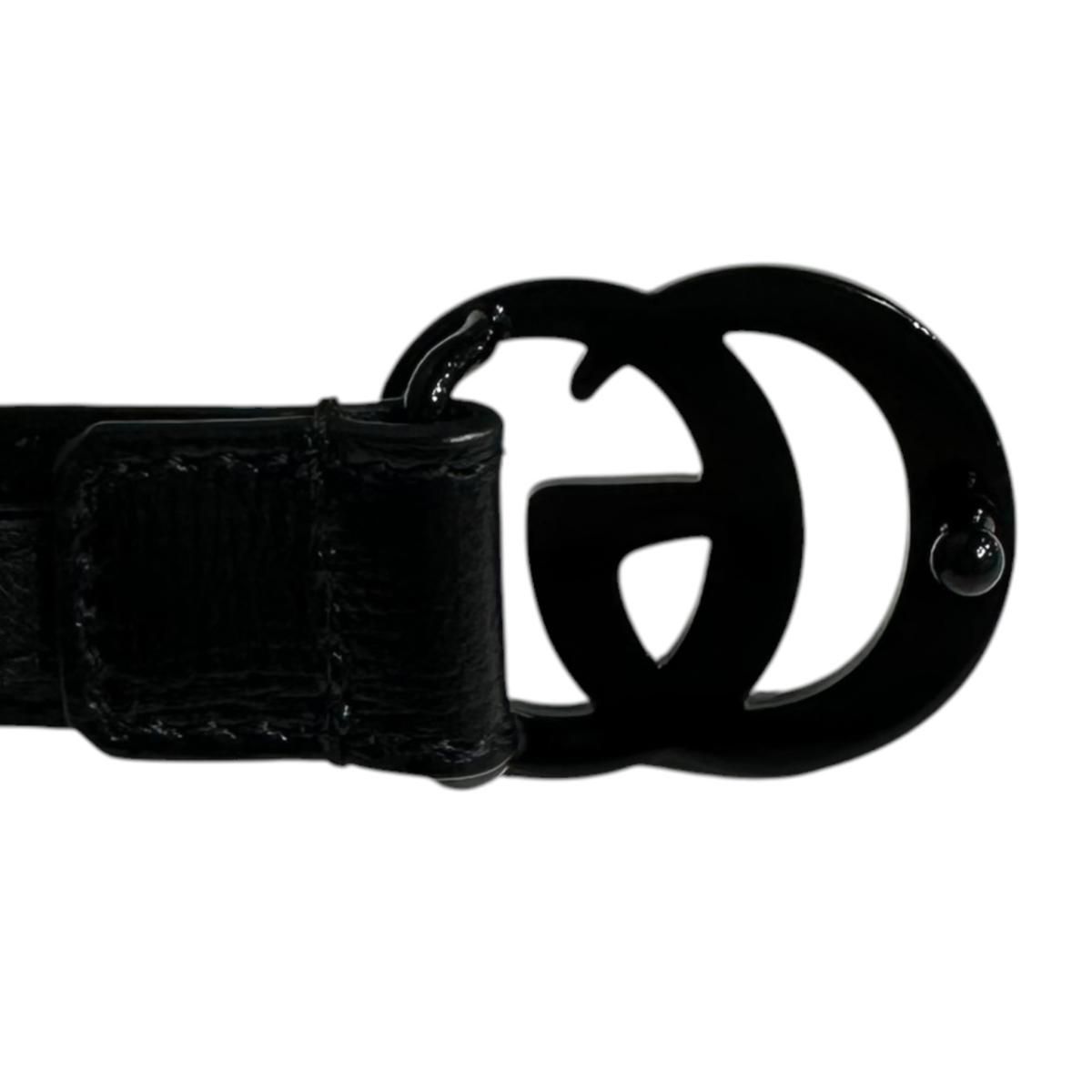 Gucci Belt Double Slim Leather Logo Black — view 4