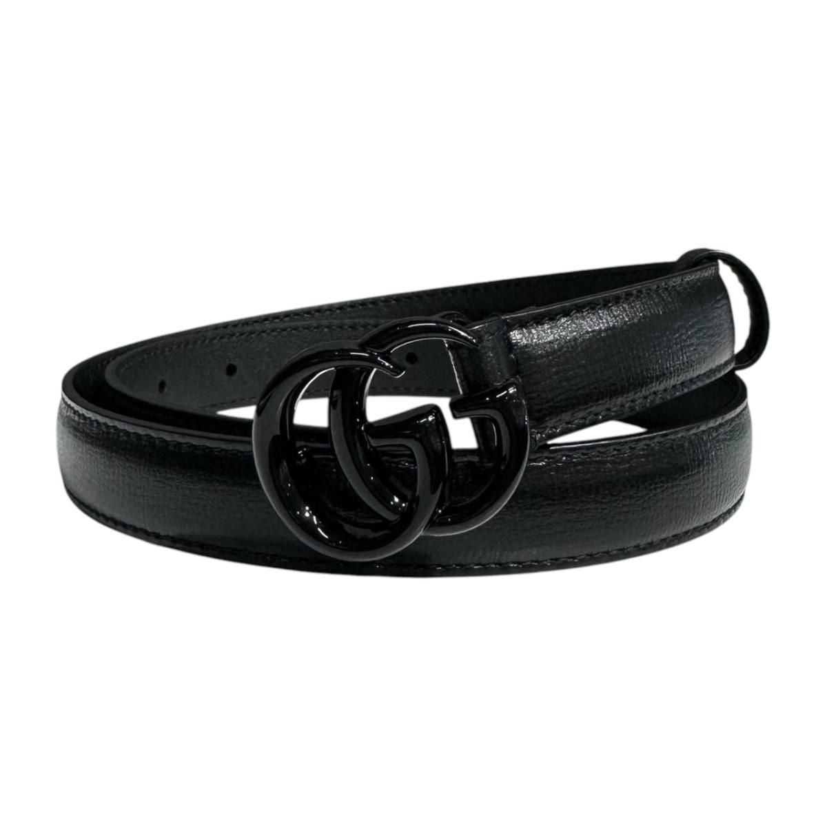 Gucci Belt Double Slim Leather Logo Black